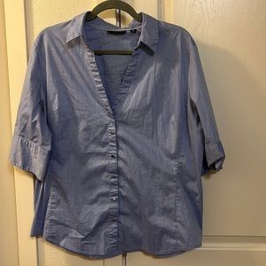 New York and Company 3/4 sleeve Chambray Print Blouse